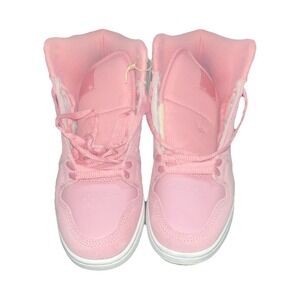 20N18/DC Manteca 4 HI Women's Pink/White Leather Mid Top Lace Up Sneakers